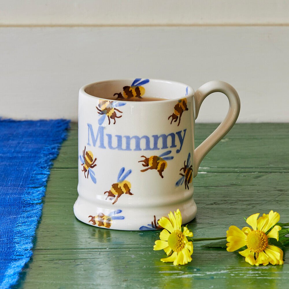 Emma Bridgewater Seconds Bumblebee Mummy 1/2 Pint Mug Unique Handmade & Handpainted English Earthenware Tea/Coffee Mug