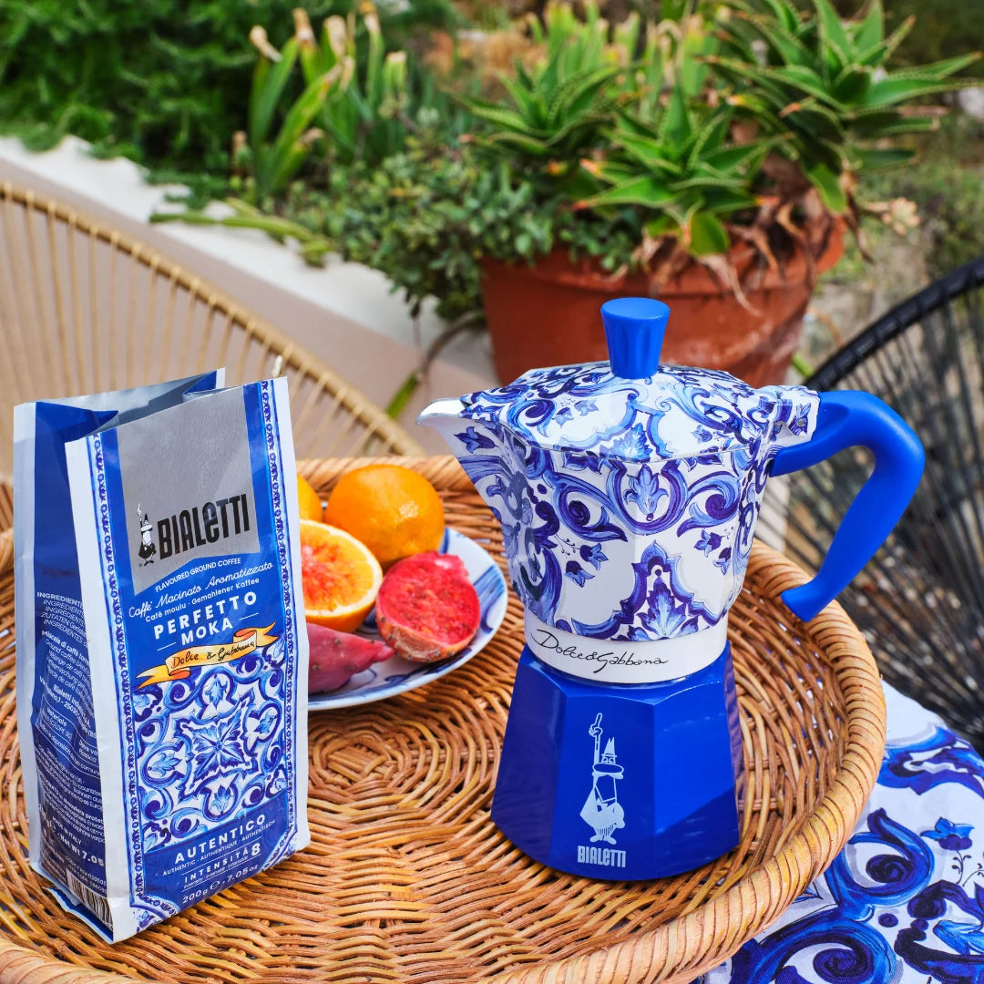 Bialetti X Dolce&Gabbana Blue Mediterranean Gift Set (6 cup Moka and Stirrer set)