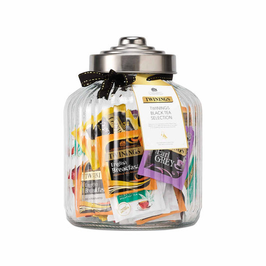 Twinings Black Tea Selection Filled Jar 70 Tea Bags Small Ribbed Glass Jar Filled With Black Tea Black Tea Gift