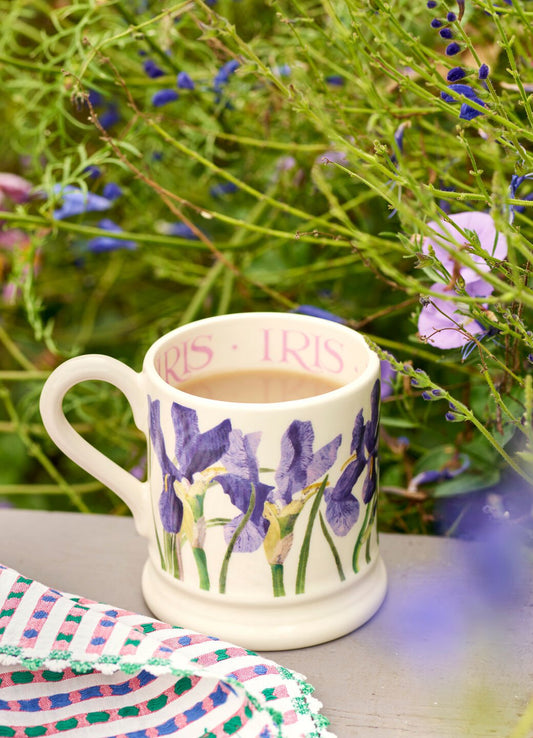 Blue Iris 1/2 Pint Mug Unique Handmade & Handpainted English Earthenware Tea/Coffee Mug Emma Bridgewater