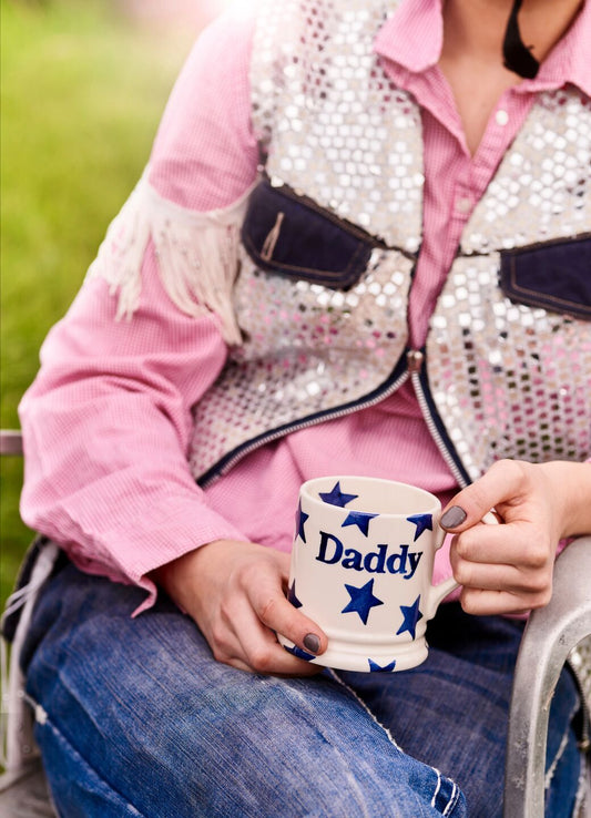 Blue Star Daddy 1/2 Pint Mug Unique Handmade & Handpainted English Earthenware Tea/Coffee Mug Emma Bridgewater
