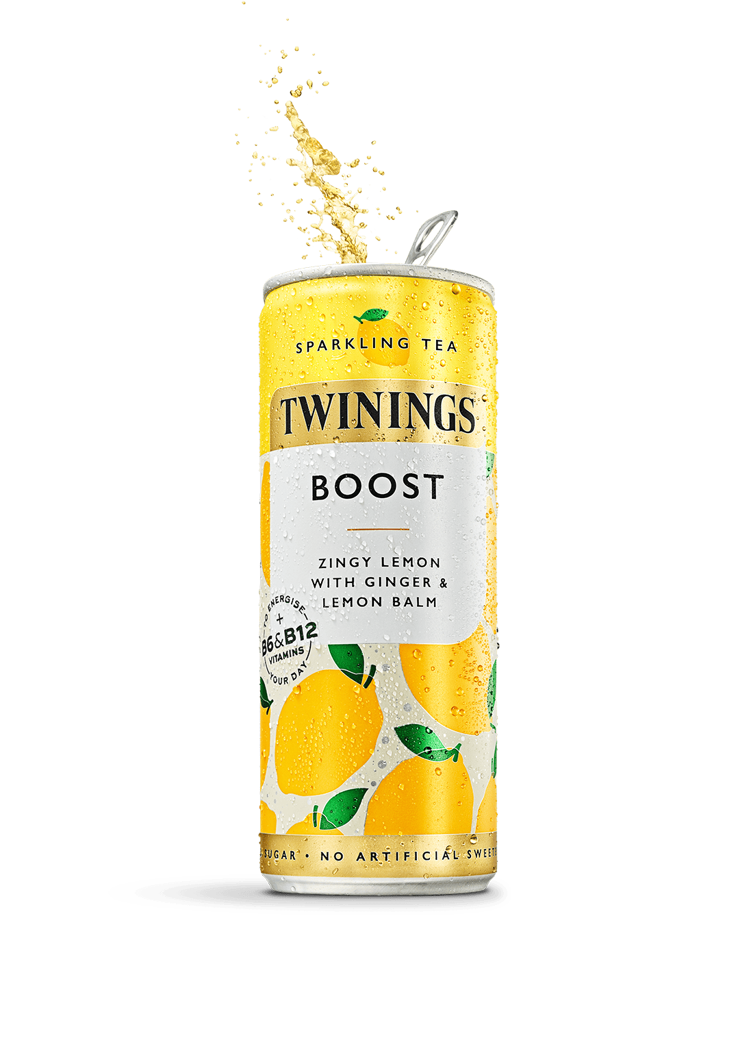 Twinings Sparkling Tea Boost Lemon & Ginger Sparkling Black Tea Infusion With Vitamins B6, B12 & C