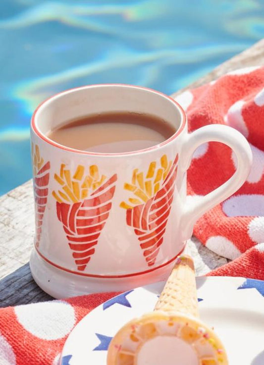 Emma Bridgewater Chips 1/2 Pint Mug Unique Handmade & Handpainted English Earthenware Tea/Coffee Mug