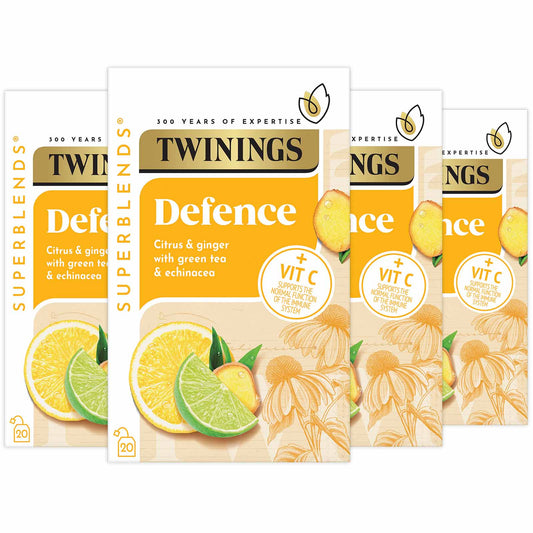 Twinings Superblends Defence Citrus & Ginger & Echinacea Green Tea Infusion Added Vitamin C Health Tea Drink 4 x 20 Tea Bags