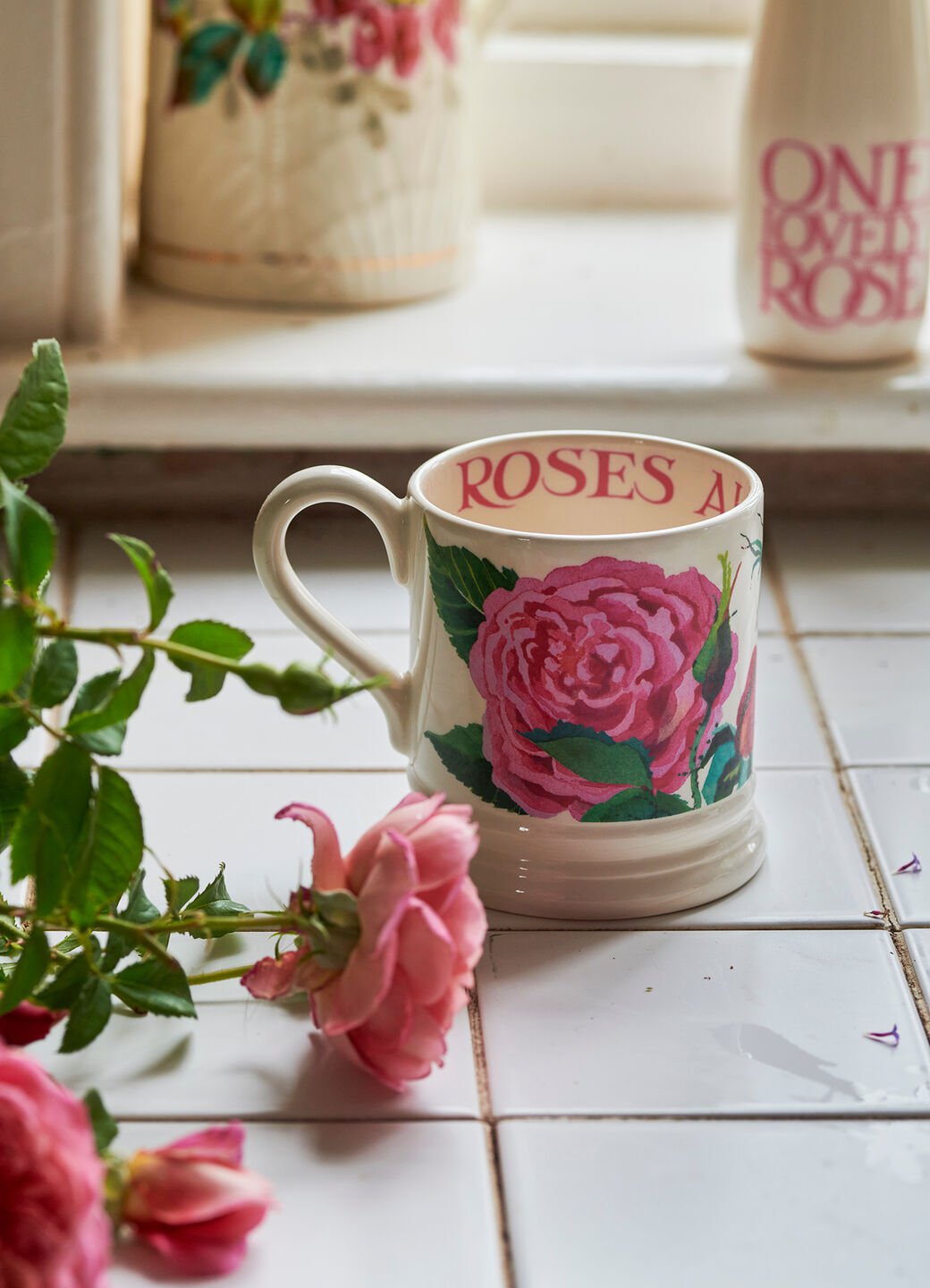 Emma Bridgewater David Austin Emma Bridgewater Rose 1/2 Pint Mug Unique Handmade & Handpainted English Earthenware Tea/Coffee Mug