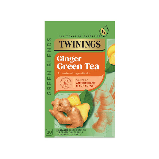 Twinings Green Tea Ginger Green Tea 4 x 20 Tea Bags All Natural Flavours Sugar Free Tea