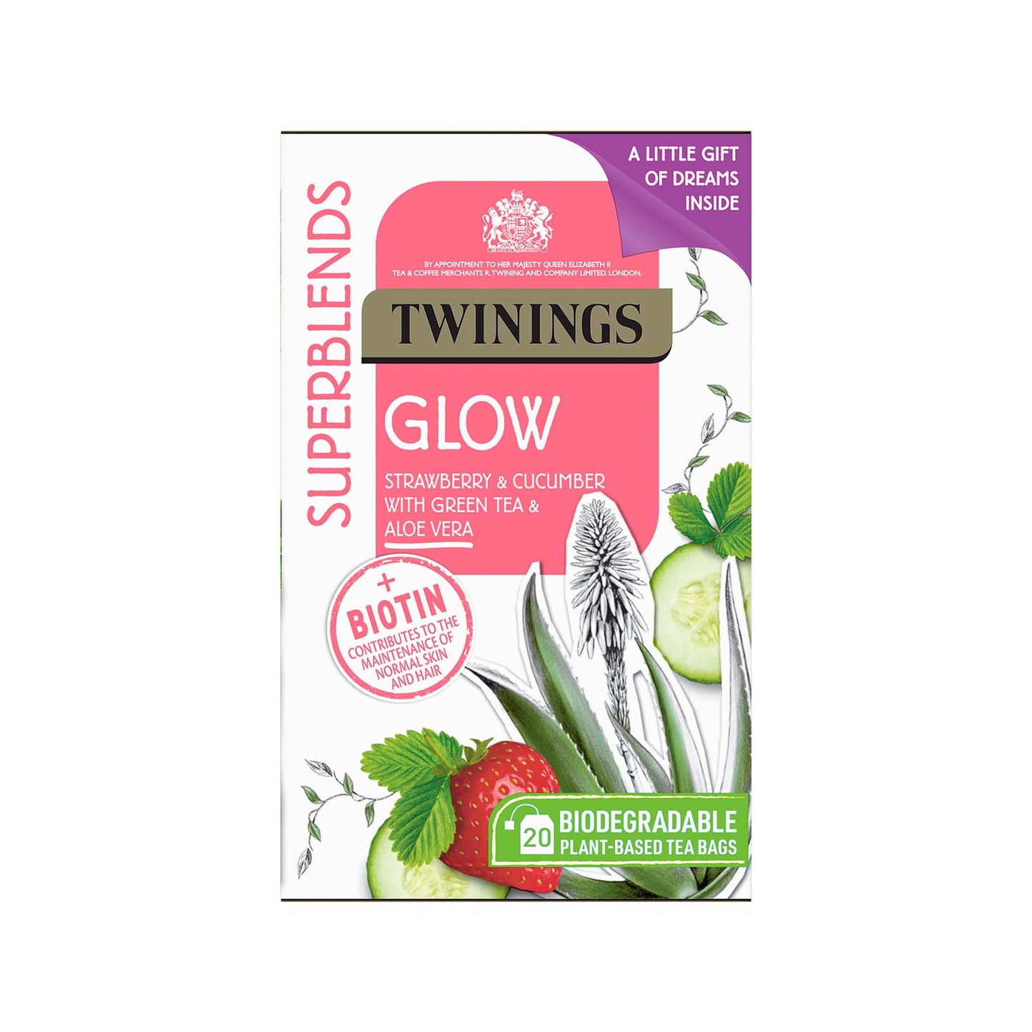 Twinings Superblends Glow with Sweet Dreams Sample 20 Envelopes + 2