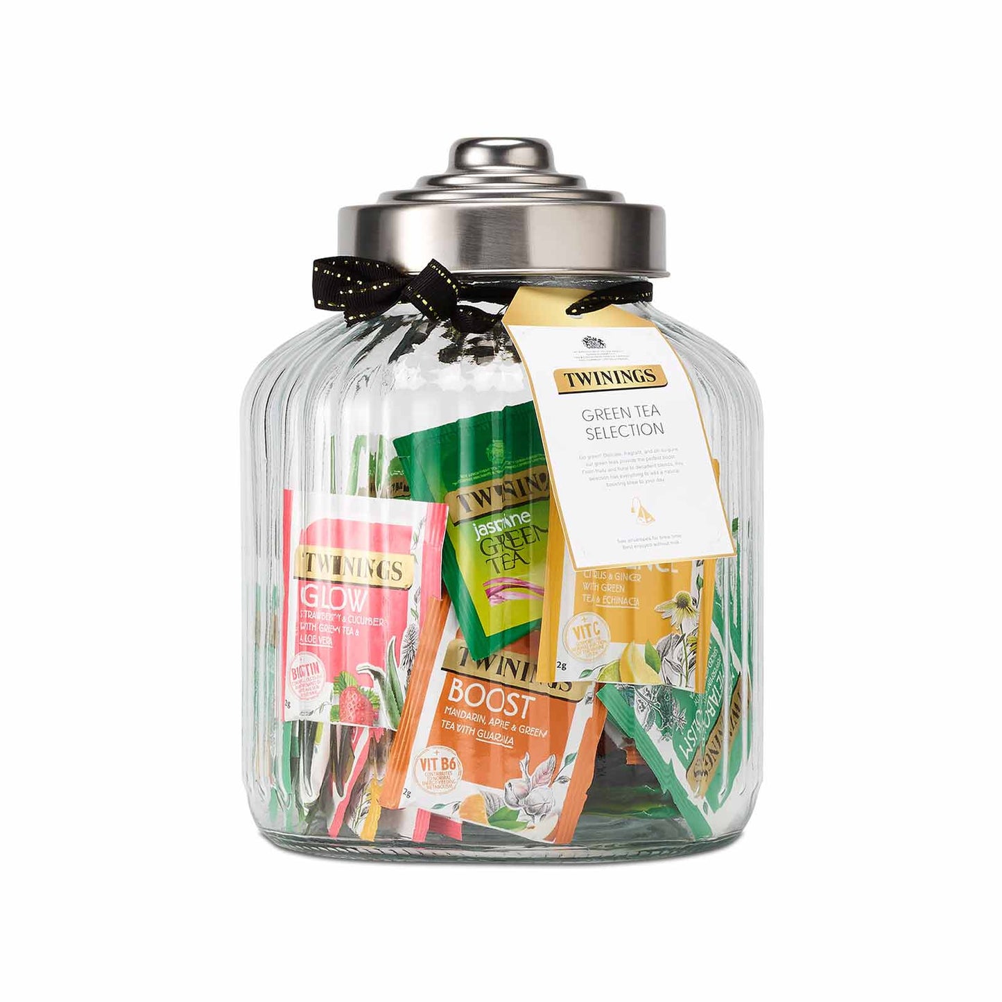 Twinings Green Tea Selection Filled Jar 70 Tea Bags Large Ribbed Glass Jar Filled With Green Tea Green Tea Gift