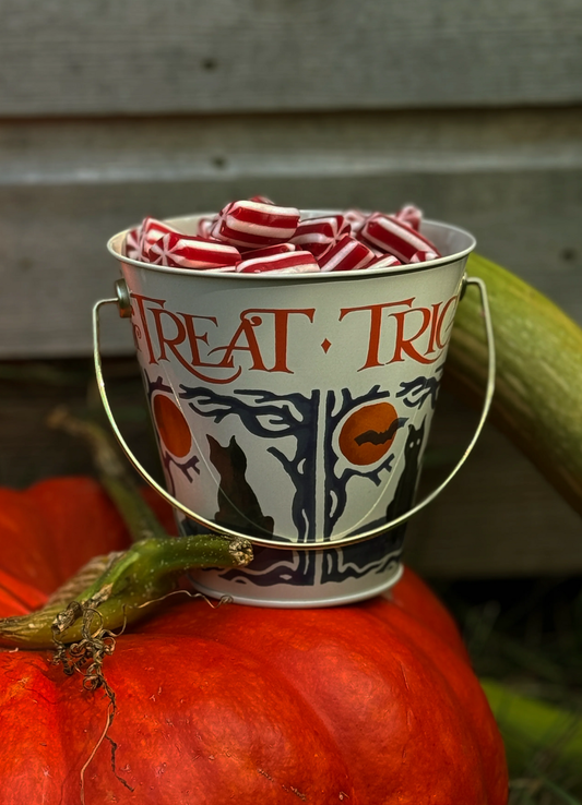 Emma Bridgewater Dont worry this Halloween if you dont own a black cat or even a bat, for all thats needed to bring the children luck when out trick or treating is our Halloween Trick Or Treat Tin Bucket. 
