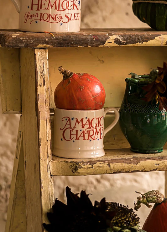 Emma Bridgewater Put those wands, spell books and eyes of toads away. All thats needed to bring you good fortune is a Halloween Toast Magic Charm Small Mug.