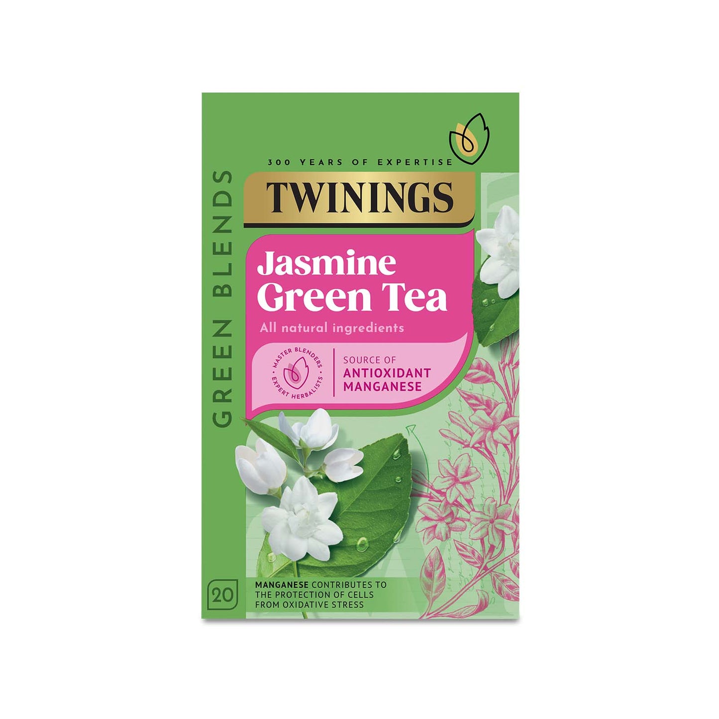 Twinings Green Tea Jasmine Green Tea 20 Tea Bags All Natural Flavours Sugar Free Tea