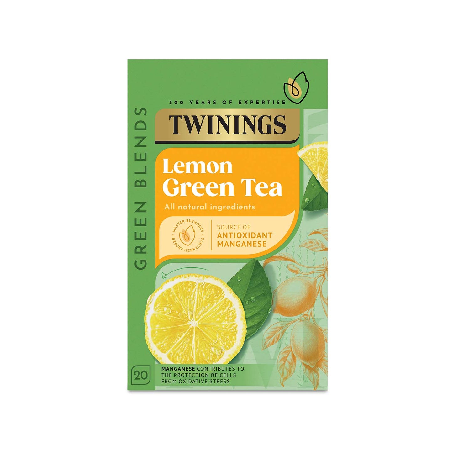 Twinings Green Tea Lemon Green Tea 20 Tea Bags All Natural Flavours Sugar Free Tea