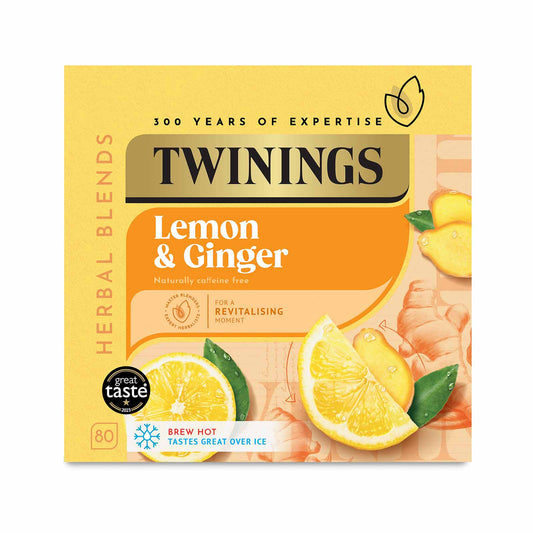 Twinings Fruit & Herbal Tea Lemon & Ginger Tea 80 Tea Bags Caffeine Free Tea Sugar Free Tea Bags