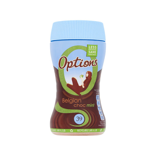 Options Hot Chocolate Mint Belgian Chocolate 220g Jar Instant Hot Chocolate