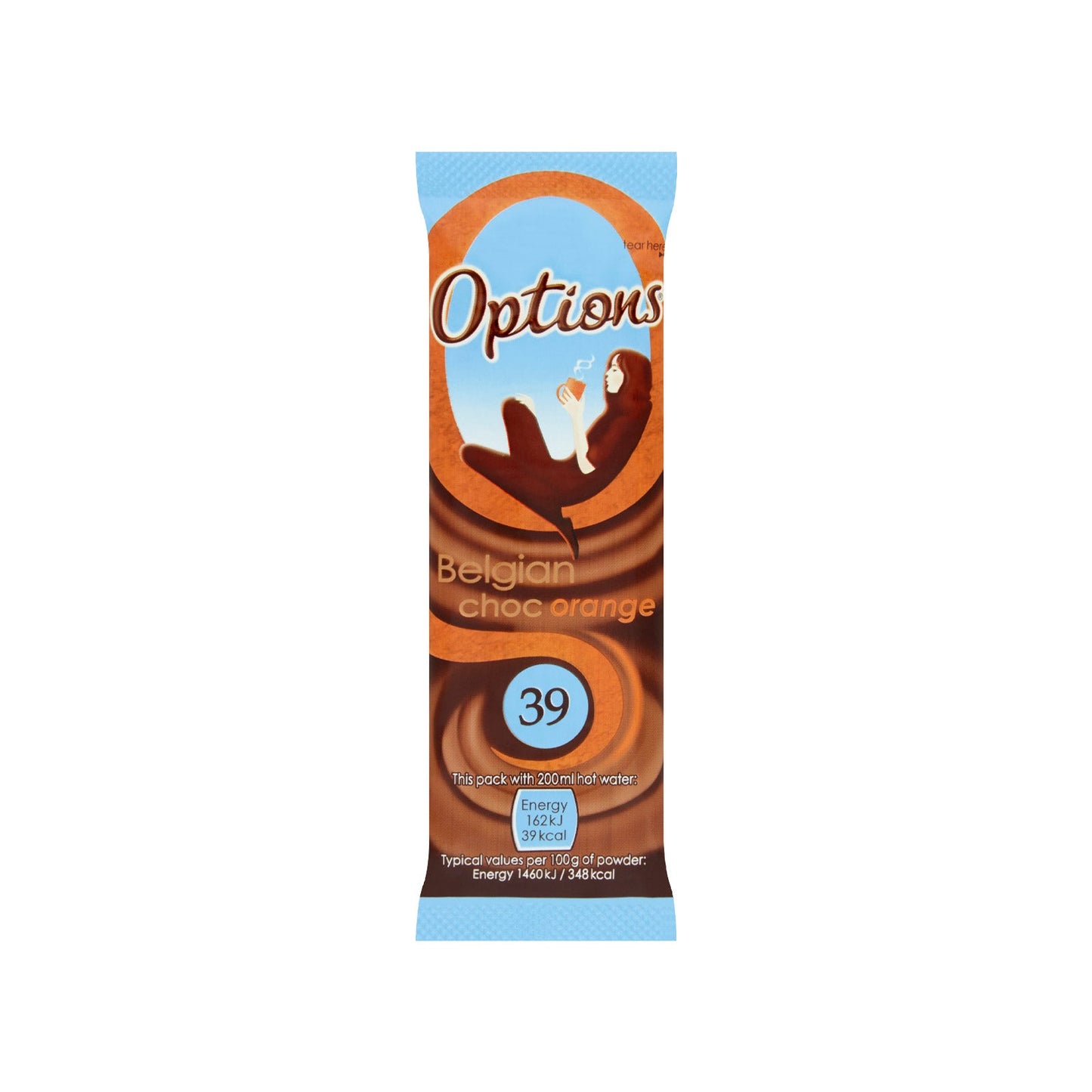 Options Hot Chocolate Orange Belgian Chocolate 1 x Sachet Instant Hot Chocolate