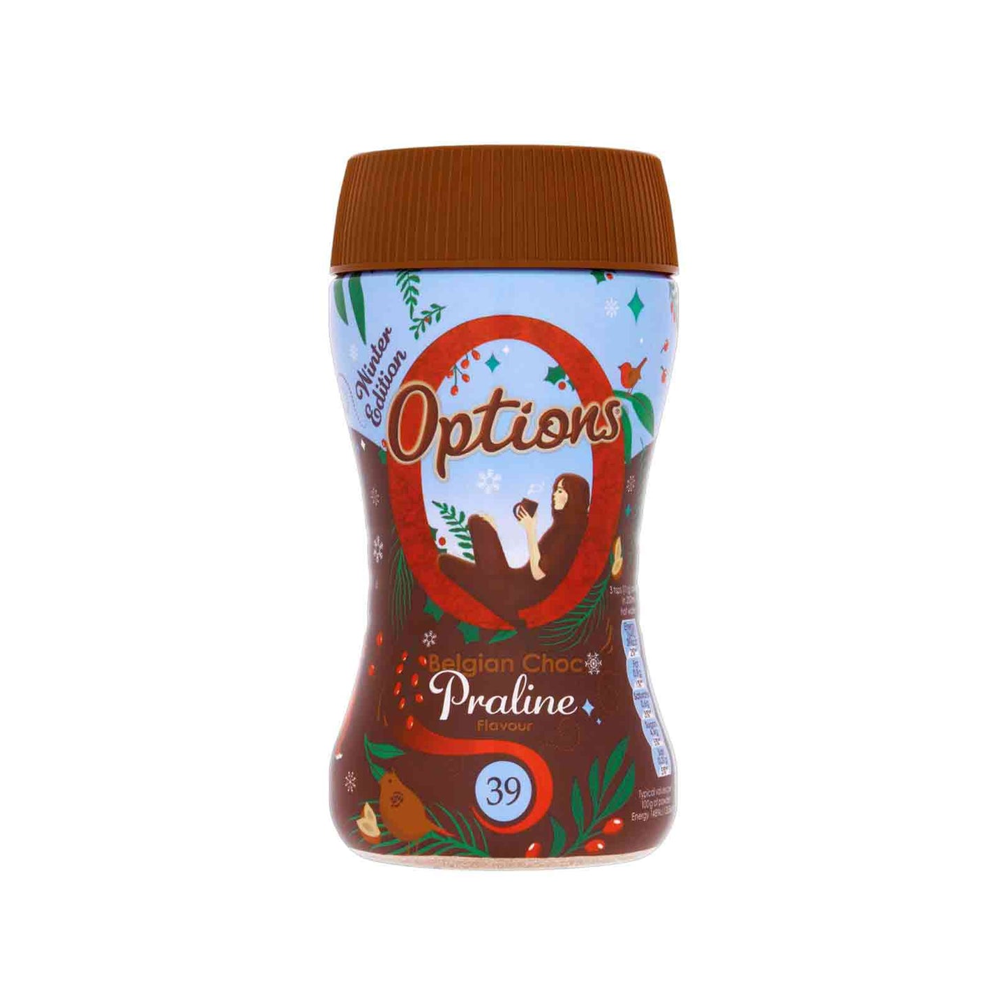 Options Hot Chocolate Praline Belgian Chocolate 220g Jar Instant Hot Chocolate