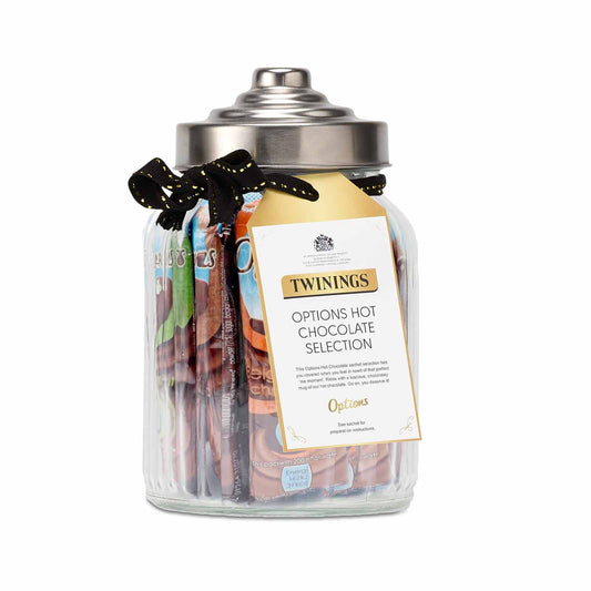 Options Hot Chocolate Selection Filled Jar 14 Sachets Small Ribbed Glass Jar Filled With Hot Chocolate Hot Chocolate Gift