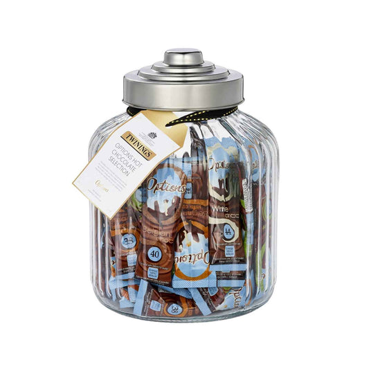 Options Hot Chocolate Selection Filled Jar 50 Sachets Large Ribbed Glass Jar Filled With Hot Chocolate Hot Chocolate Gift