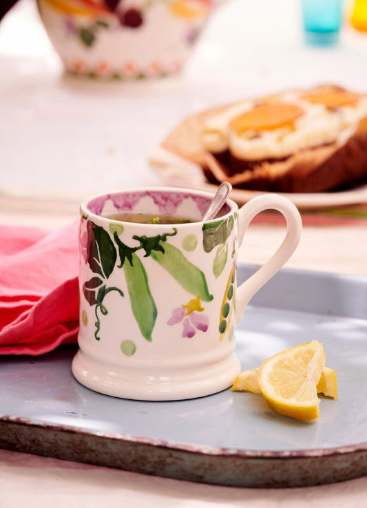 Seconds Peas & Beans 1/2 Pint Mug Unique Handmade & Handpainted English Earthenware Tea/Coffee Mug Emma Bridgewater