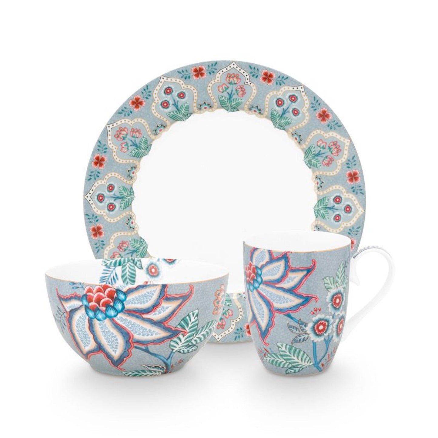 Pip Studio Flower Festival Tea Gift Set Perfect for Afternoon Tea Light Blue Teaware Tea Lover Gift