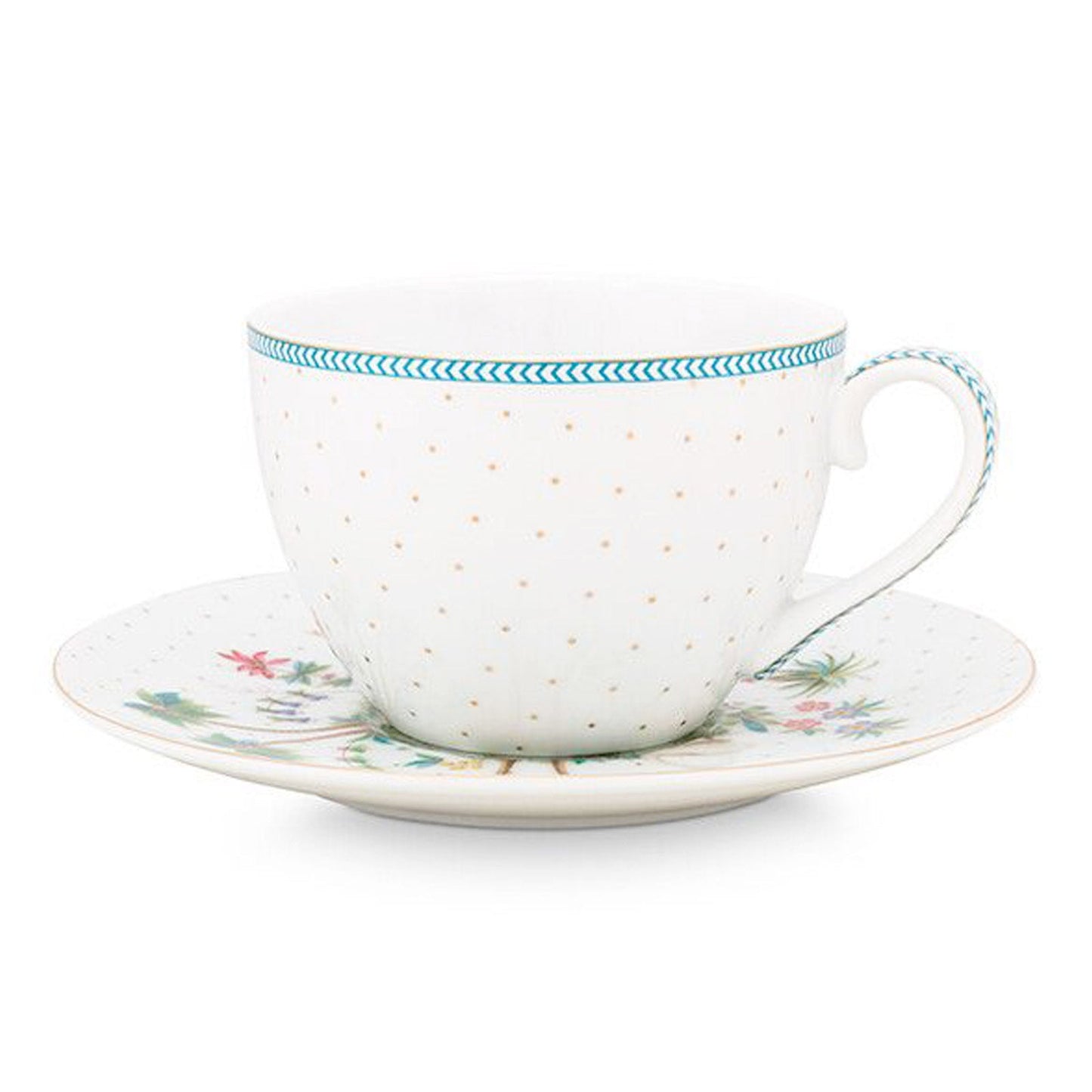 Pip Studio Jolie Dots Cup & Saucer Set Perfect for Afternoon Tea White & Gold Teaware Tea Lover Gift