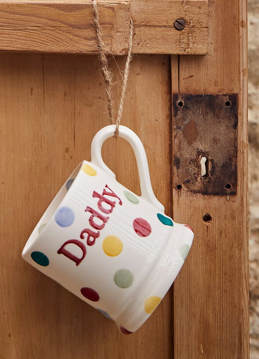 Emma Bridgewater Polka Dot 'Daddy' 1/2 Pint Mug Unique Handmade & Handpainted English Earthenware Tea/Coffee Mug