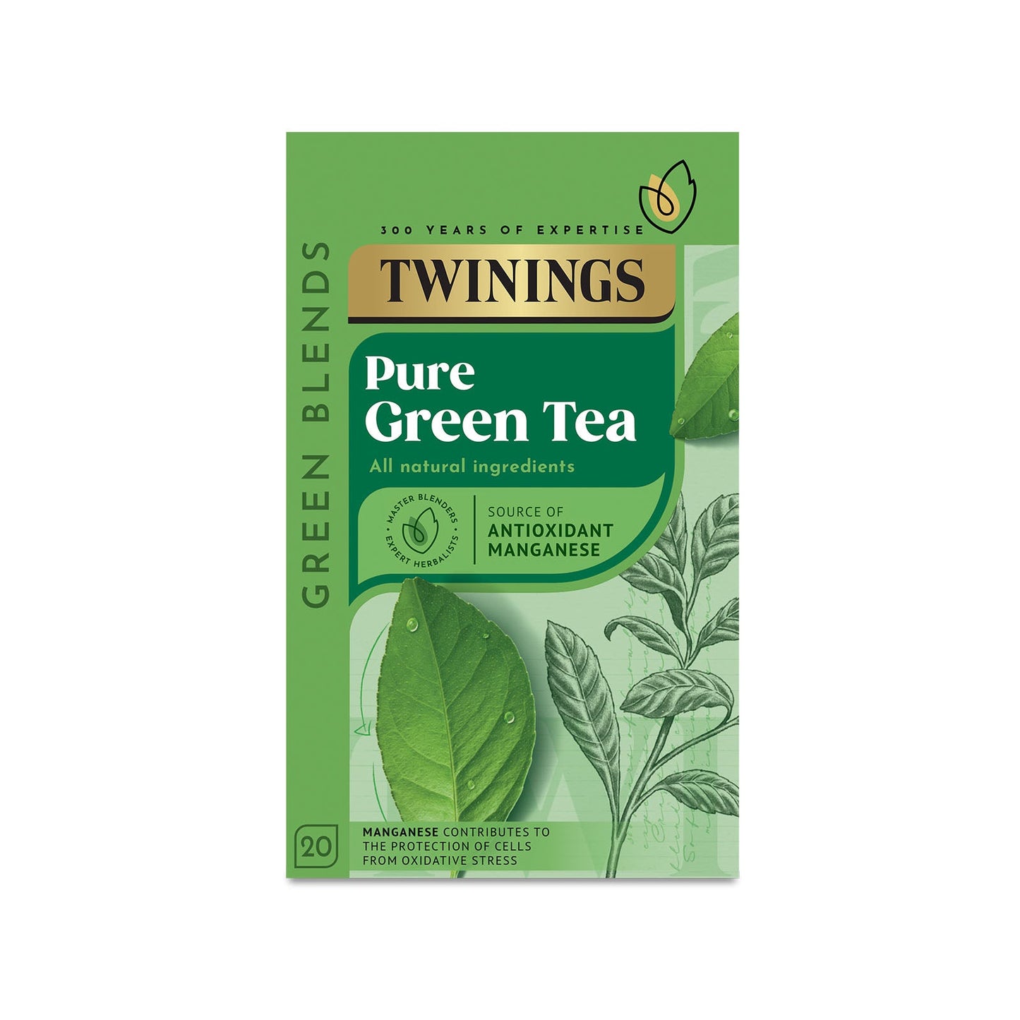 Twinings Green Tea Pure Green Tea 4 x 20 Tea Bags All Natural Flavours Sugar Free Tea