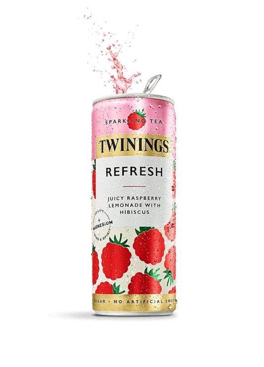 Twinings Sparkling Tea Refresh Rasberry and Lemon Sparkling Tea with Added Magnesium, Niacin & Vitamin C.