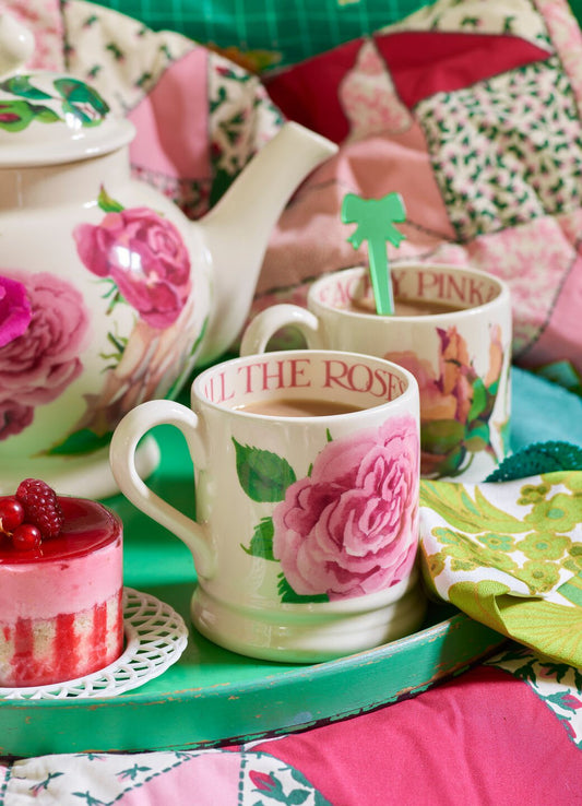 Emma Bridgewater Roses Set Of 2 1/2 Pint Mugs Boxed Unique Handmade & Handpainted English Earthenware Tea/Coffee Mug