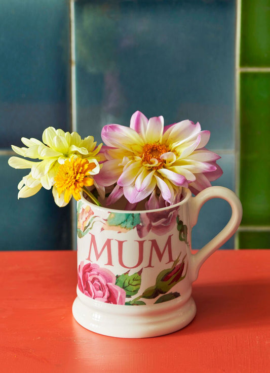 Emma Bridgewater Roses Mum 1/2 Pint Mug Unique Handmade & Handpainted English Earthenware Tea/Coffee Mug