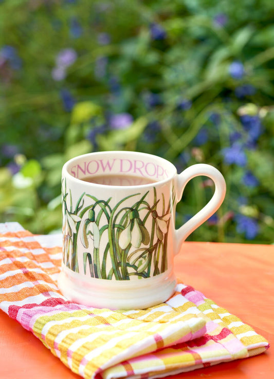 Flowers Snowdrop 1/2 Pint Mug Unique Handmade & Handpainted English Earthenware Tea/Coffee Mug Emma Bridgewater