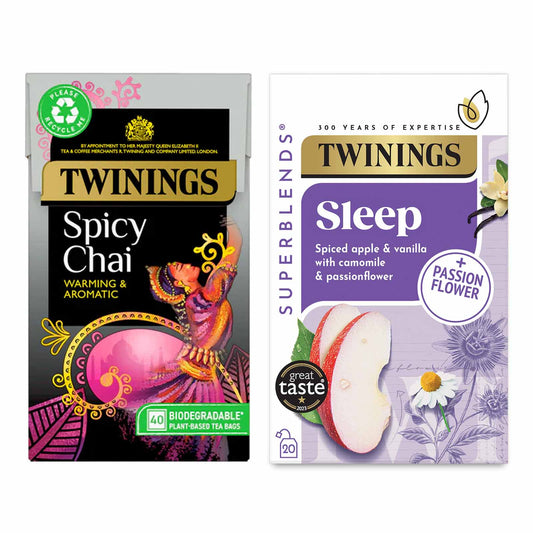 Twinings Superblends Spicy Chai & Sleep Pack Morning & Night Twinings Tea Selection Pack 2 Boxes