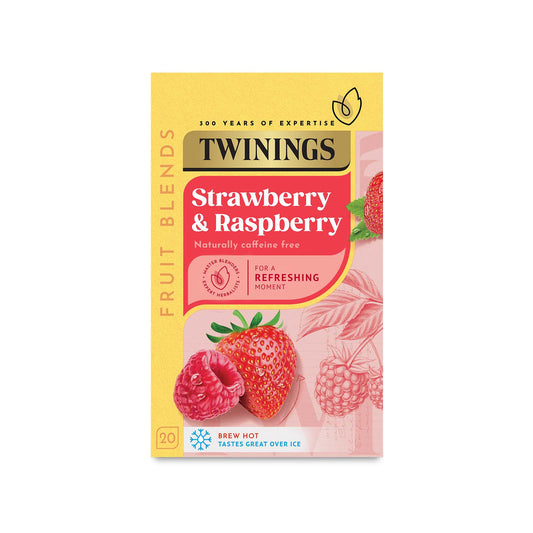 Twinings Fruit & Herbal Tea Strawberry & Raspberry Tea 20 Tea Bags Caffeine Free Tea Sugar Free Tea Bags