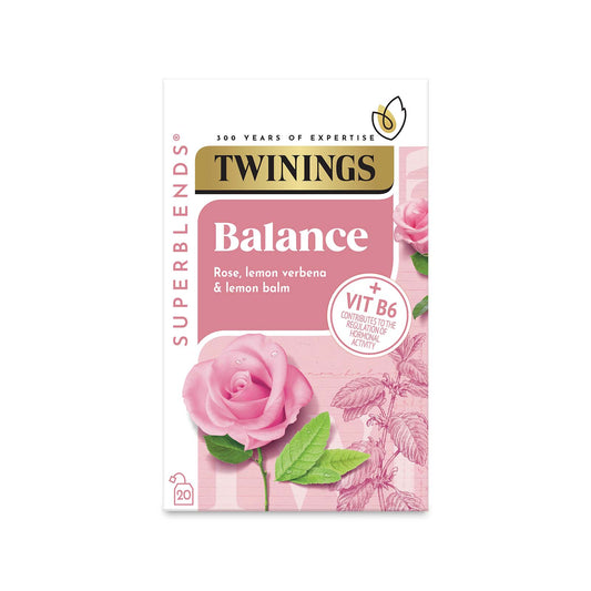 Twinings Superblends Balance Rose & Lemon Green Tea Infusion Added Vitamin B6 Health Tea Drink 20 Tea Bags