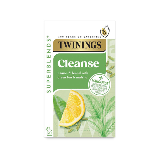 Twinings Superblends Cleanse Matcha Green Tea, Lemon & Fennel Green Tea Infusion Added Manganese Health Tea Drink 4 x 20 Tea Bags