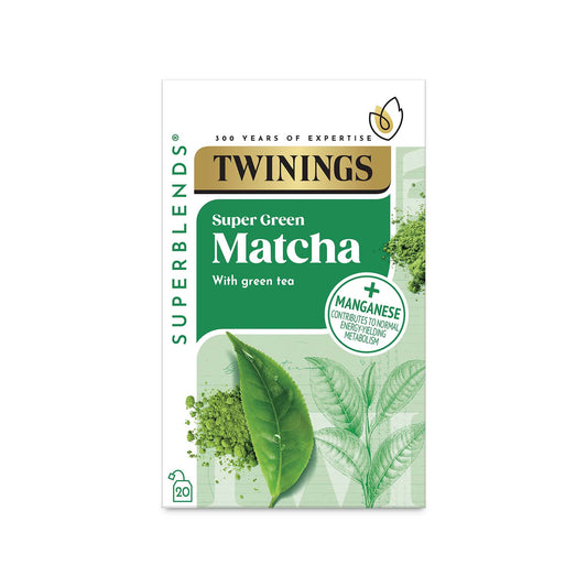 Twinings Superblends Super Green Matcha Green Tea Infusion Added Manganese Health Tea Drink 4 x 20 Tea Bags