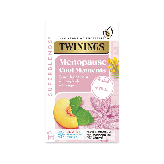 Twinings Superblends Menopause Cool Moments Peach, Lemon Balm, Honey Bush & Sage Flavoured Herbal Infusion Added Vitamin B6 Health Tea 4 x 20