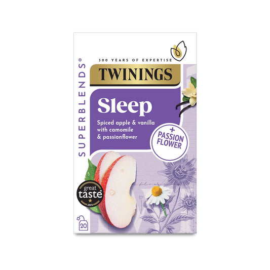 Twinings Superblends Sleep Spiced Apple & Vanilla Flavoured Herbal Infusion with Camomile & Passionflower Health Tea Drink 20 Tea Bags