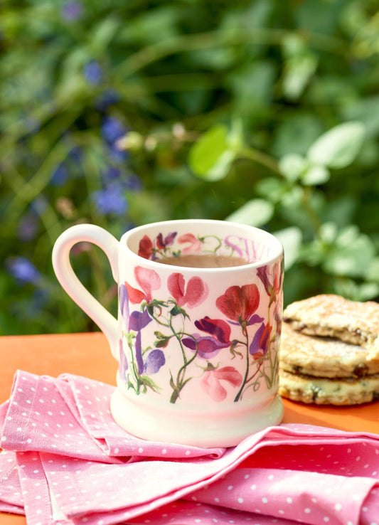 Flowers Sweet Pea Multi 1/2 Pint Mug Unique Handmade & Handpainted English Earthenware Tea/Coffee Mug Emma Bridgewater