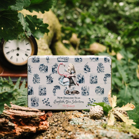 Our Vintage Alice in Wonderland Selection Tin Tea Gift features original illustrations by John Tenniel. A highly collectable tea gift tin containing 72 of our signature blend teabags. Including English Breakfast, English Afternoon, and Earl Grey.