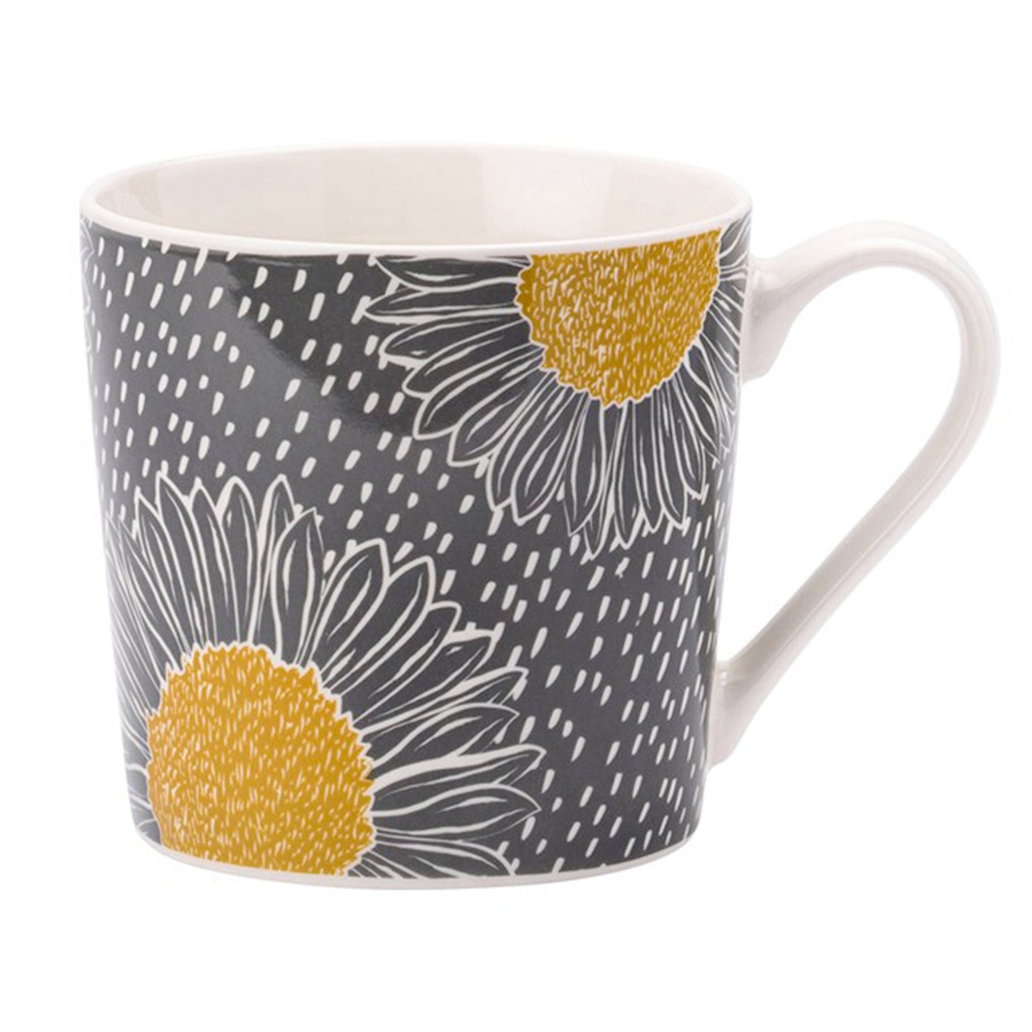 The English Tableware Company Artisan Yellow Flower Mug Grey Teaware Tea Lover Gift