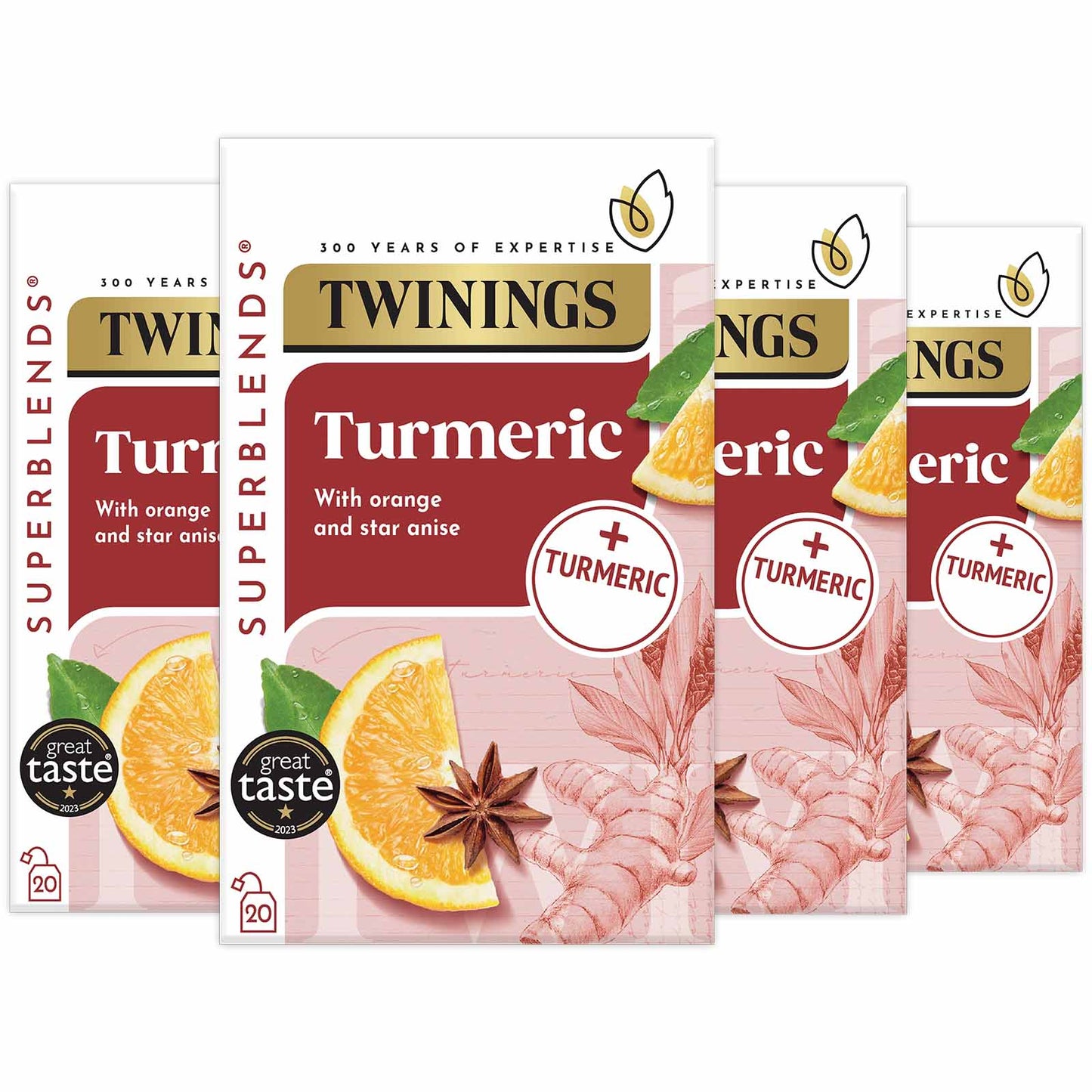 Twinings Superblends Turmeric Orange & Star Anise Flavoured Infusion with Turmeric Health Tea Drink 4 x 20 Tea Bags