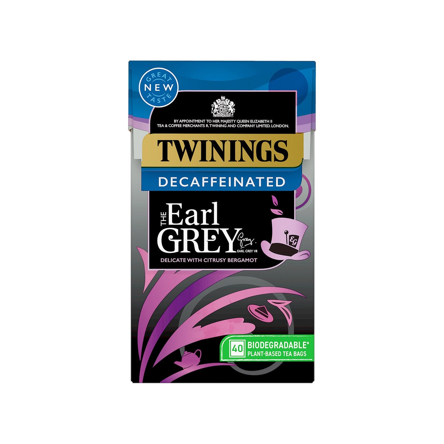 Twinings Earl Grey Tea 40 Tea Bags Caffeine Free Fragrant Earl Grey Black Tea Lemon & Bergamot Tea Decaffeinated (Decaf) Tea