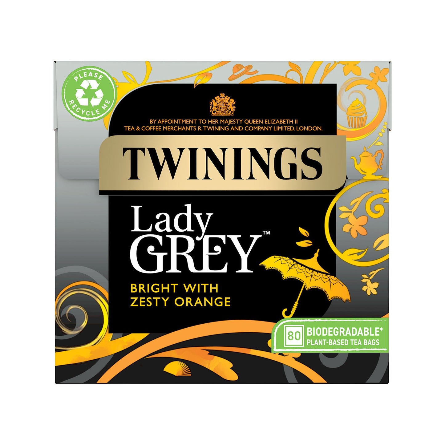 Twinings Lady Grey Tea 80 Tea Bags All Natural Ingredients Fragrant Lady Grey Black Tea Orange, Bergamot & Lemon Tea