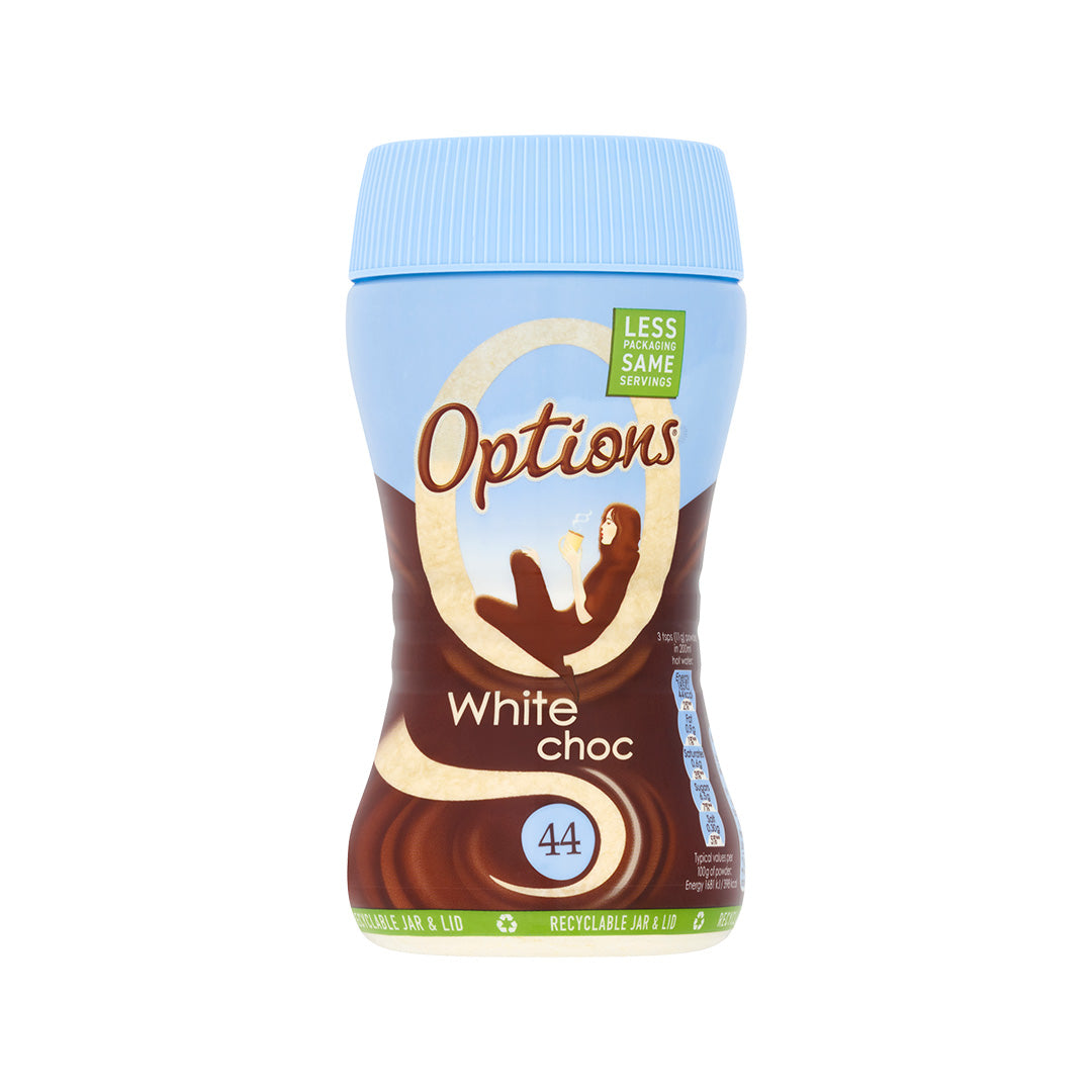 Options Hot Chocolate White Chocolate 220g Jar Instant Hot Chocolate