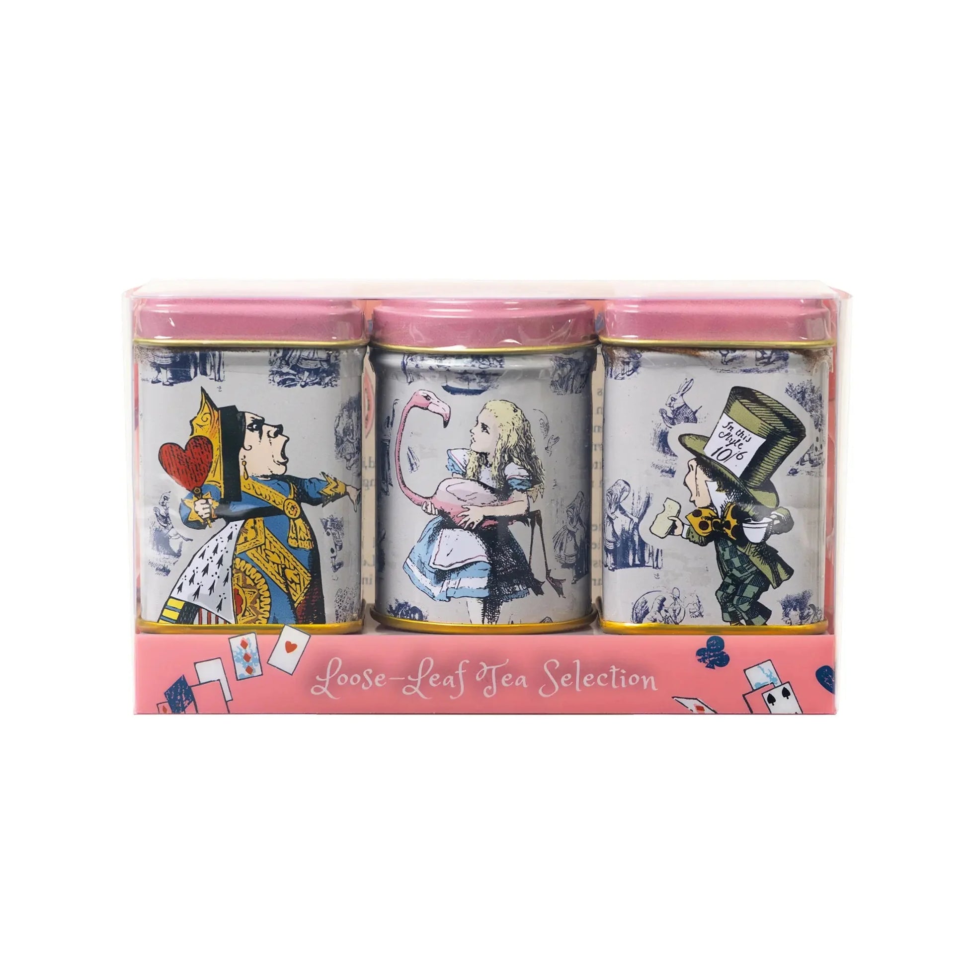 With quotes and illustrations from the original tale, these iconic Alice in Wonderland mini tins feature drawings of Alice, the Mad Hatter and the Queen of Hearts amongst other familiar faces. Includes three tins of tea in a presentation box, making 