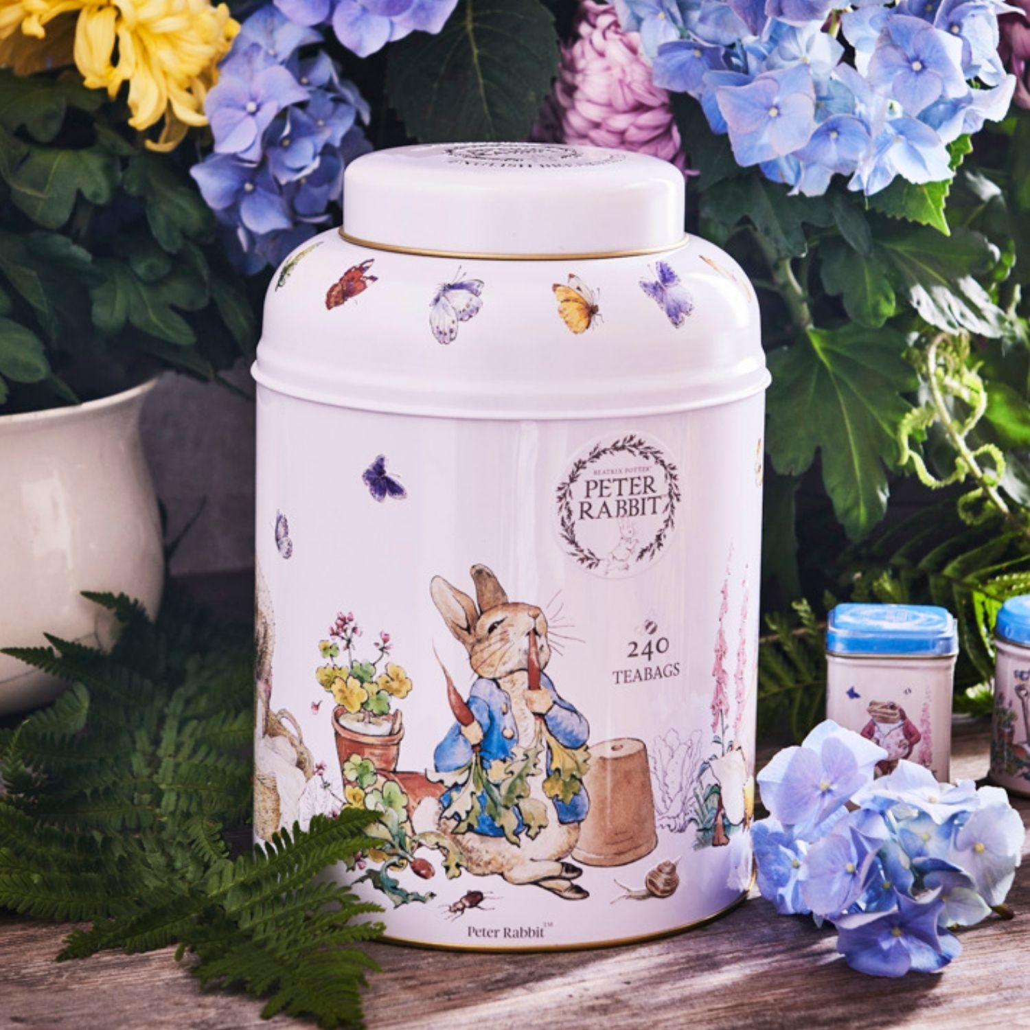 A Tea Caddy from our World of Peter Rabbit collection. Featuring original Peter Rabbit illustrations that celebrate the authors magical story-telling and showcase familiar faces and scenes from the famous children's tales. Our largest, officially lic