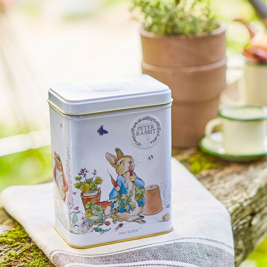 Our delightful, officially licensed, Beatrix Potter Tea Tin features Beatrix Potterâ€™s famous Peter Rabbit illustrations and contains 40 of our best selling English Breakfast teabags. This highly collectable tea tin makes a great gift for both Beatr