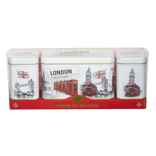 Iconic Tea tins featuring Black and White photographic scenes of classic London landmarks. These smart, collectible tins contain our flavoursome English Tea, a classic rich, smooth and delicious blend. Traditionally used in the morning to invigorate 