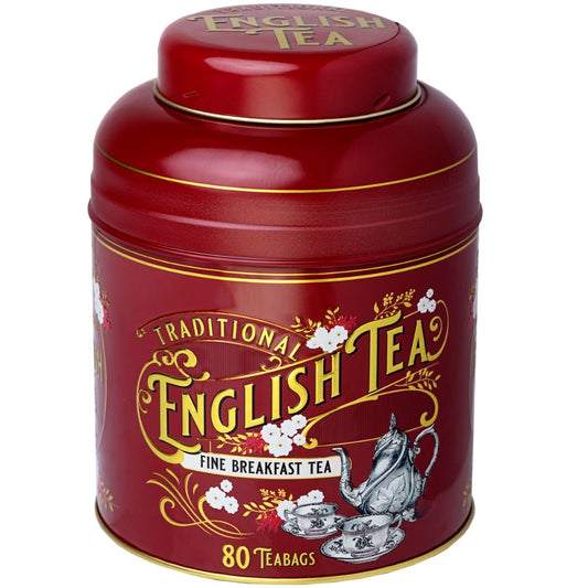 A new edition to our most popular vintage range of tea caddies. Our dark red Vintage Victorian tea caddy contains 80 of our best-selling English Breakfast teabags. English Breakfast is a full-bodied aromatic black tea, known as the Nation's favourite